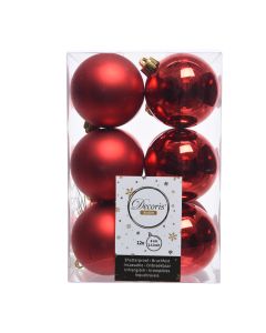 Caja de 12 bolas rojas decorativas para arbol de navidad ø6cm