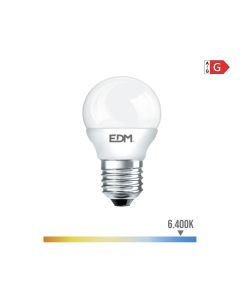 Bombilla esferica led e27 5w 400lm 6400k luz fria ø4,5x8cm edm