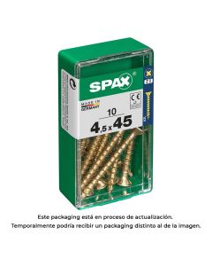 Caja 10 unid. tornillo madera cabeza plana yellox 4,5x45mm spax