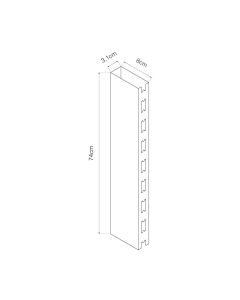 Prolongador poste gris 600x80x30mm basics