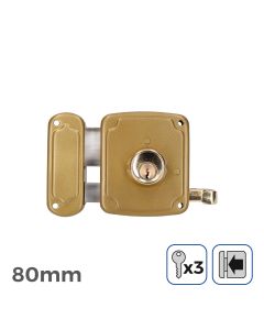 Cerradura izquierda 80 mm 3 llaves incluidas