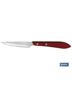 PACK 3 CUCHILLO CHULETERO MICRODENTADO HOJA 10cm  MODELO GULASH ROJO COFAN