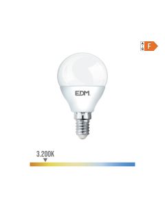 Bombilla esferica led e14 7w 600lm 3200k luz calida ø4,5x8,2cm edm