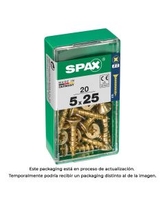 Caja 20 uds. tornillo madera spax cab. plana yellox 5,0x25mm spax