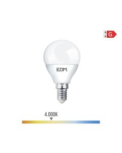 Bombilla esferica led e14 5w 400lm 4000k luz dia ø4,5x8cm edm