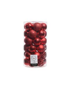 Tubo con 37 bola rojas decorativas para arbol de navidad ø6cm