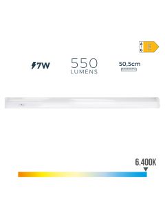 Regleta electronica led 7w 600lm 6500k luz fria 50,5x2,2x3,5cm edm