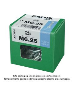 Caja l 25 unid. tornillo metrica cab hex+tuerca cinc m 6x25mm fadix