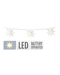 Guirnalda a pilas fija 10 leds estrellas decorativas ø8cm luz blanco calido 1,8m colores / modelos surtidos