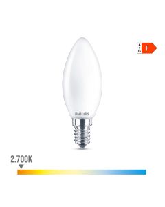 Bombilla vela led e14 4,3w 470lm 2700k luz calida ø3,5x9,7cm. philips