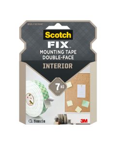 Cinta doble cara de montaje para interiores, 19mmx5m, máx 7kg