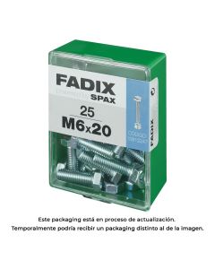 Caja m 25 unid. tornillo metrica cab hex+tuerca cinc m 6x20mm fadix