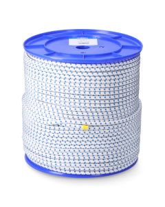 Cuerda de goma elástica blanca / azul poliéster calibre 10 mm x 100 m