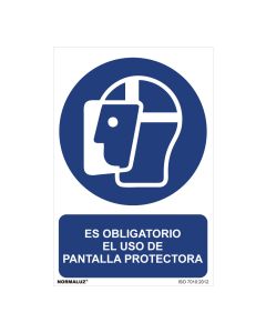 Cartel "es obligatorio el uso de pantalla protectora" (pvc 0,7mm) 30x40cm normaluz