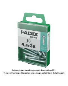 Caja m 10 unid. tornillo rosca chapa cp cinc 4,8x38mm fadix