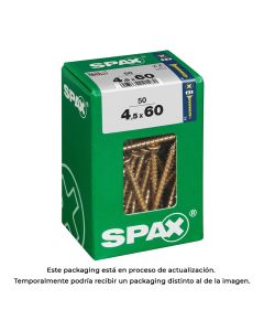 Caja 50 unid. tornillo madera cabeza plana yellox 4,5x60mm spax