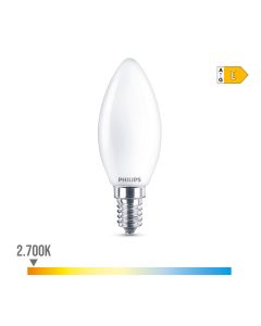 Bombilla vela led e14 6,5w 806lm 2700k luz calida ø3,5x9,7cm. philips