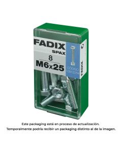 Caja s 8 unid. tornillo metrica cab hex+tuerca cinc m 6x25mm fadix