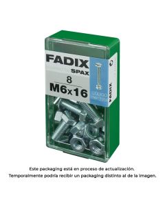 Caja s 8 unid. tornillo metrica cab hex+tuerca cinc m 6x16mm fadix