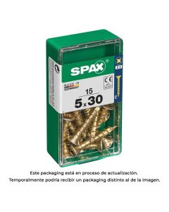 Caja 15 uds. tornillo madera spax cab. plana yellox 5,0x30mm spax