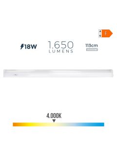 Regleta electronica led 18w 1650lm 4000k luz dia 113,8x2,5x3,6cm edm