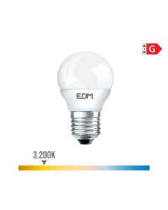 Bombilla esferica led e27 6w 500lm 3200k luz calida ø4,5x8cm edm