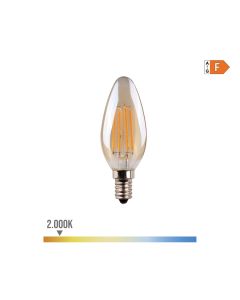 Bombilla vela con filamento de led cristal vintage e14 4,5w 400lm 2000k luz calida ø3,5x9,8cm edm