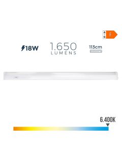 Regleta led 18 w 1650 lm 6500 k luz fria 113,8 x 2,3 x 3,6 cm