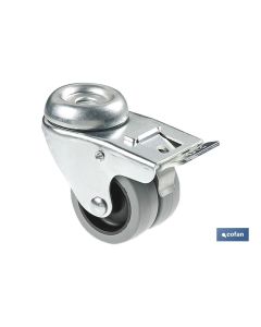 RUEDA DOBLE POLIPROPILENO PASANTEFRENO Ø50MM COFAN