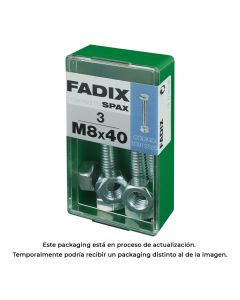 Caja s 3 unid. tornillo metrica cab hex+tuerca cinc m 8x40mm fadix