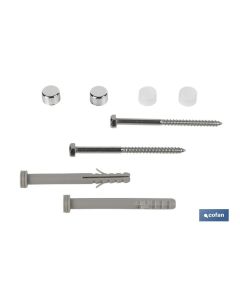 SET DE 2 PCS. PARA SANITARIO WC TACO LARGO 6 X 80 MM INOX. COFAN