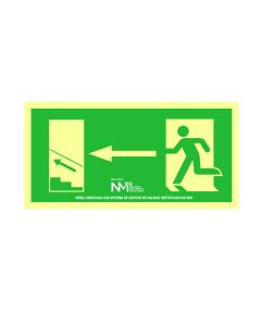 Cartel evacuación escalera arriba izquierda pvc 0,7mm clase b 32x16cm b11151 normaluz