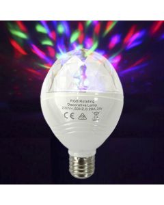 Bombilla discoteca led rgb e27 3w multicolor con rotacion 360° ø8x13cm edm