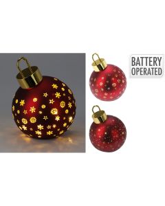 Bola de navidad led roja mate, blanco cálido, ø15 cm