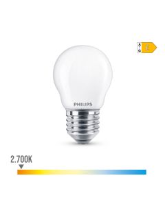 Bombilla esferica led e27 6,5w 806lm 2700k luz calida ø4,5x7,8cm philips