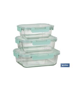 SET DE 3 RECIPIENTES DE BOROSILICATO MODELO AGATHA 640 ML -1040 ML-1520 ML COFAN