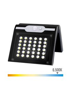 Aplique solar 2w 220lm 6.500k con sensor color negro