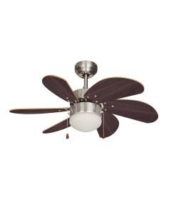 Ventilador de techo modelo aral. color wengue/niquel satinado. potencia: 50w aspas: ø76cm edm