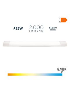 Regleta led 25 w 6500 k luz fria 2000 lm 61,3 x 3 x 12 cm