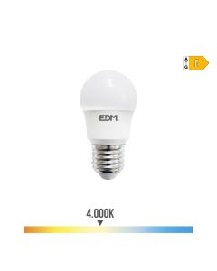 Bombilla esferica led e27 8,5w 950lm 4000k luz dia ø4,5x8,6cm edm