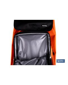 CARRO DE LA COMPRA NARANJA Y NEGRO ABATIBLE DE ALUMINIO CON 6 RUEDAS GIRATORIAS 53 L COFAN