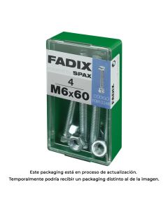 Caja s 4 unid. tornillo metrica cab hex+tuerca cinc m 6x60mm fadix