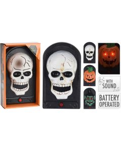 Timbre halloween, a pilas, con sonido, 3 modelos. 21x12,5x6cm. basics