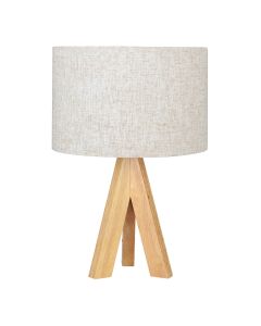 Lámpara mesa e27 madera y tela (bombilla no incluida)