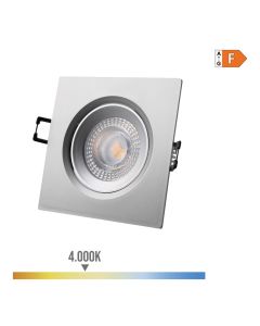 Downlight led empotrable cuadrado 5w 4000k luz dia color cromo 9x9cm edm