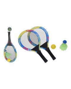 Set de 2 raquetas con pelota de tenis y badmintong