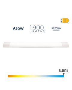 Regleta electrónica led 20w 6500k luz fria 1900lm 8x59,7x3,1cm edm