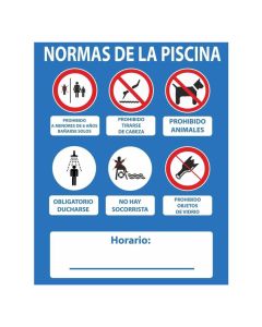 Cartel normas piscina pvc 0,4mm 500x400mm normaluz