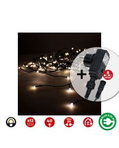 Cortina icicle con programador easy-connect multifunción 2x0,5m 12 tiras 40 leds blanco calido