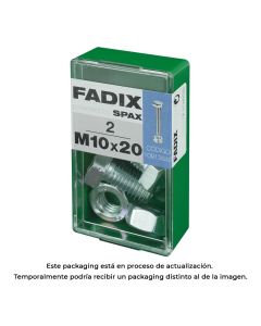 Caja s 2 unid. tornillo metrica cab hex+tuerca cinc m 10x20mm fadix